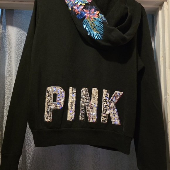 Pink Black Zip-Up Hoodie with Dog Logo - Picture 5 of 7